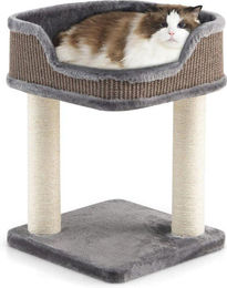 Famanu Katzenkratzbaum mit Plüschsitz und Sisalpfosten in Grau für kleine bis mittelgroße Katzen – Bild 1 von 1