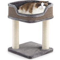 Produktbild von Famanu Katzenkratzbaum mit Plüschsitz und Sisalpfosten in Grau für kleine bis mittelgroße Katzen