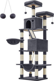 Famanu Katzenkratzbaum mit Spielhaus als großer Kletterbaum in Grau 60 x 50 x 206 cm – Bild 1 von 1