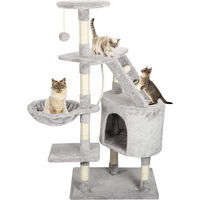 Produktbild von Famanu Katzenkratzbaum mit Spielhaus aus Plüsch in Grau