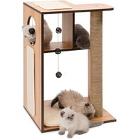 Produktbild von Famanu Katzenkratzbaum mit Spielhaus und großer Kletterstruktur aus Holzspanplatte, Plüsch und Sisal in Beige