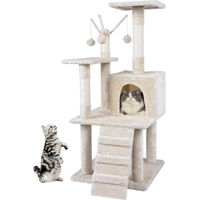 Produktbild von Famanu Katzenkratzbaum Spielturm mit Sisal in Beige 50x50x121 cm