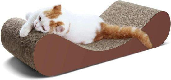Famanu Katzenkratzbrett Lounge aus Kratzpappe mit Spielball Braun 60x24x14 cm – Bild 1 von 1