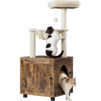 Produktbild von Famanu Katzenmöbel 2-in-1 Kratzbaum und Schrank aus Holz und Plüsch in Braun