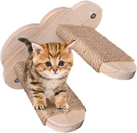 Famanu Kletterplatte Wandmöbel für Katzen aus Holz und Sisal in Beige – Bild 1 von 1