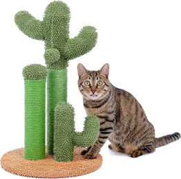 Famanu Kratzbaum 3-in-1 aus Sisal und Plüsch in Grün – Bild 1 von 1
