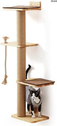 Famanu Kratzbaum aus Holz mit Katzenhaus für große Katzen in Beige – Bild 1 von 1