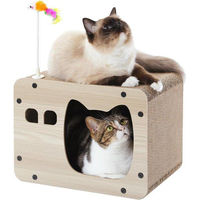 Produktbild von Famanu Kratzbaum aus Pappe 2-in-1 mit Spielzeug Beige 40 x 30 x 30 cm