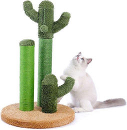 Famanu Kratzbaum Cactusdesign in Grün aus Plüsch und Sisal mit Spielmöglichkeiten 42 x 42 x 68,5 cm – Bild 1 von 1