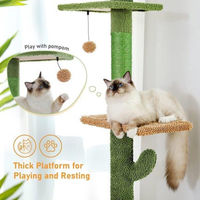 Produktbild von Famanu Kratzbaum Cactusform für Katzen und Kitten mit 5 Plattformen, Hängematte und Sisal in Grün