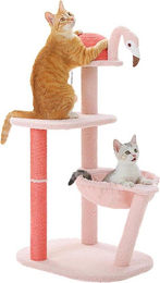 Famanu Kratzbaum Flamingo in Rosa mit Hängematte und Plattform für kleine bis mittelgroße Katzen 87 cm – Bild 1 von 1