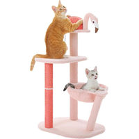 Produktbild von Famanu Kratzbaum Flamingo in Rosa mit Hängematte und Plattform für kleine bis mittelgroße Katzen 87 cm