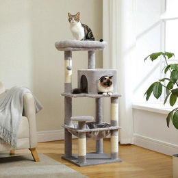 Famanu Kratzbaum für große Katzen aus Plüsch und Sisal in Grau – Bild 1 von 1