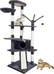 Famanu Kratzbaum für große Katzen in Grau mit Sisalsäulen und Aktivitätenplattformen 167 cm – Bild 1 von 1
