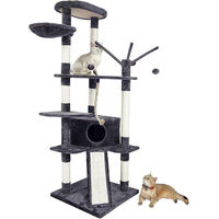 Produktbild von Famanu Kratzbaum für große Katzen in Grau mit Sisalsäulen und Aktivitätenplattformen 167 cm