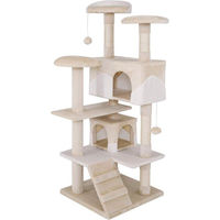 Produktbild von Famanu Kratzbaum für große Katzen mit Höhlen und Spielbällen aus Plüsch und Sisal in Beige