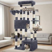 Produktbild von Famanu Kratzbaum für große Katzen mit Katzenhaus und Sisal in Grau