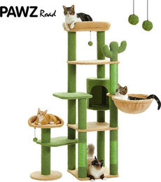Famanu Kratzbaum für große Katzen mit Katzenhaus und Sisal in Grün, 150 cm hoch – Bild 1 von 1