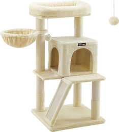 Famanu Kratzbaum für große Katzen mit Plattform und doppeltem Zugang Beige – Bild 1 von 1