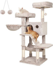 Famanu Kratzbaum für große Katzen mit Plüschbezug in Grau 135 cm hoch – Bild 1 von 1