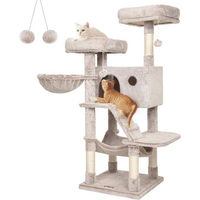 Produktbild von Famanu Kratzbaum für große Katzen mit Plüschbezug in Grau 135 cm hoch