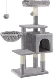 Famanu Kratzbaum für Katzen 110 cm hoch in Grau aus Holzwerkstoff Polyester und Sisal – Bild 1 von 1