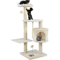 Produktbild von Famanu Kratzbaum für Katzen 112 cm mit Höhle und Spielzeug aus Sisal und Plüsch in Beige/Weiß