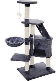 Famanu Kratzbaum für Katzen 120 cm mit Höhle und Sisalpfosten in Anthrazit – Bild 1 von 1