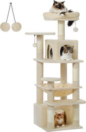 Famanu Kratzbaum für Katzen 136 cm mit Sisal-Säulen in Beige – Bild 1 von 1