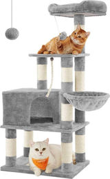 Famanu Kratzbaum für Katzen 138 cm Grau aus Plüsch und Sisal – Bild 1 von 1