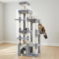 Produktbild von Famanu Kratzbaum für Katzen 180 cm mit Multi-Hängematten in Hellgrau aus Plüsch und Sisal