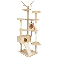Produktbild von Famanu Kratzbaum für Katzen 210 cm mit Rutsche, Schaukel und 6 Ebenen in Beige aus Sisal und Plüsch