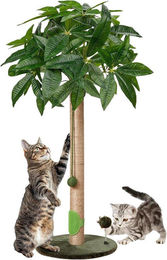 Famanu Kratzbaum für Katzen aus Holz mit Plüsch und Sisal in Grün – Bild 1 von 1