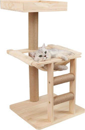 Famanu Kratzbaum für Katzen aus Holz, Plüsch und Sisal in Bunt und Natur – Bild 1 von 1