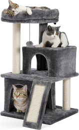 Famanu Kratzbaum für Katzen aus Holz und Plüsch in Grau 86 cm hoch – Bild 1 von 1
