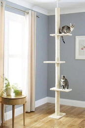 Famanu Kratzbaum für Katzen aus Kunstfell in Beige mit höhenverstellbarer Funktion – Bild 1 von 1