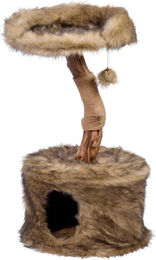 Famanu Kratzbaum für Katzen aus Naturholz und Plüsch mit Spielball in Braun Ø 45 x 78-88 cm – Bild 1 von 1