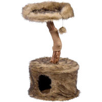 Produktbild von Famanu Kratzbaum für Katzen aus Naturholz und Plüsch mit Spielball in Braun Ø 45 x 78-88 cm