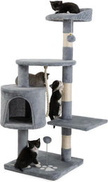 Famanu Kratzbaum für Katzen aus Plüsch und Sisal in Grau mit 112 cm Höhe – Bild 1 von 3