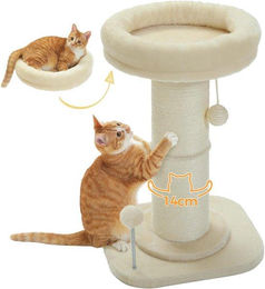 Famanu Kratzbaum für Katzen aus Plüsch und Sisal mit abnehmbarer Plüschfeder in Beige – Bild 1 von 1