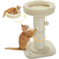 Produktbild von Famanu Kratzbaum für Katzen aus Plüsch und Sisal mit abnehmbarer Plüschfeder in Beige