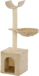 Famanu Kratzbaum für Katzen aus Sisal mit Haus und Liegeflächen in Beige 105 cm – Bild 1 von 1