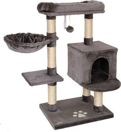 Famanu Kratzbaum für Katzen aus Sisal und Plüsch in Grau mit 93 cm Höhe – Bild 1 von 1