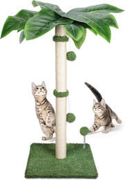 Famanu Kratzbaum für Katzen aus Sisal und Plüsch mit 2 Plüschbällen, 80 cm, Grün – Bild 1 von 1