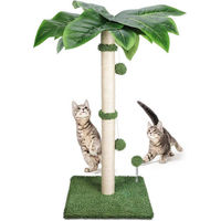 Produktbild von Famanu Kratzbaum für Katzen aus Sisal und Plüsch mit 2 Plüschbällen, 80 cm, Grün
