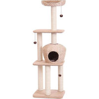 Produktbild von Famanu Kratzbaum für Katzen aus Wasserhyazinthe in Braun und Beige 50x40x156cm