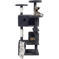 Produktbild von Famanu Kratzbaum für Katzen in Blau-Grau mit 130 cm Höhe aus Plüsch und Sisal