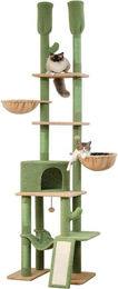 Famanu Kratzbaum für Katzen in Cactusform mit 5 Ebenen, Hängematten und Spielbällen, Grün – Bild 1 von 1