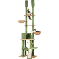 Produktbild von Famanu Kratzbaum für Katzen in Cactusform mit 5 Ebenen, Hängematten und Spielbällen, Grün