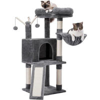 Produktbild von Famanu Kratzbaum für Katzen in Grau mit 105 cm Höhe aus Holzspanplatte, Plüsch und Sisal